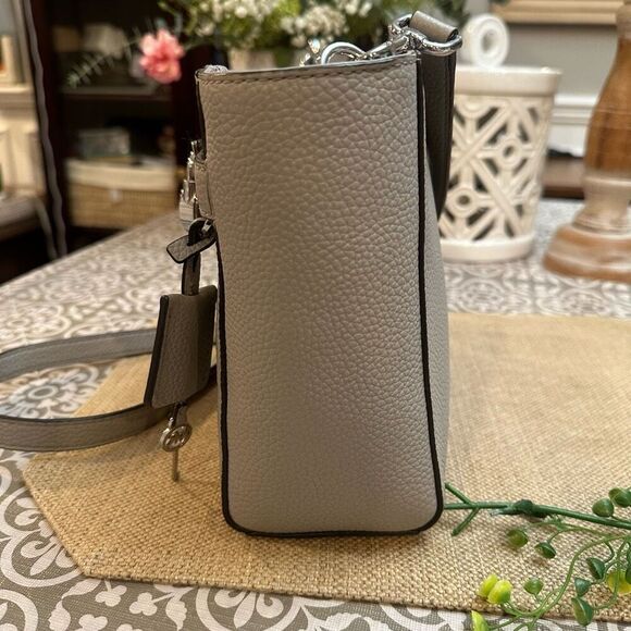 Michael Kors Grey Pebbled Leather Hamilton Tote Shoulder Crossbody Bag Compact - Picture 4 of 13